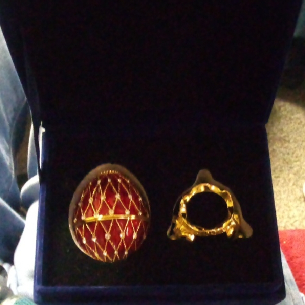 Beautiful Red and Gold Egg Trinket Box